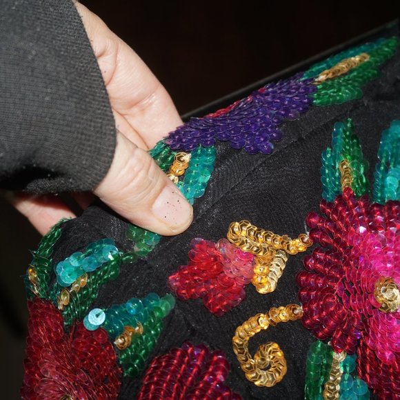 Vintage 80s Silk Beaded Sequin Jacket - Picture 10 of 10